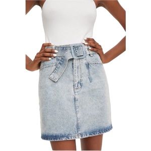 Zara Belted Denim Pencil Mini Skirt